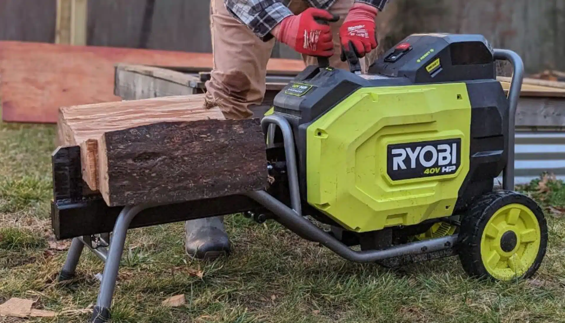 RYOBI 40V HP Brushless 12-Ton Kinetic Battery Electric Log Splitter (RY40740/RY40704BTL)