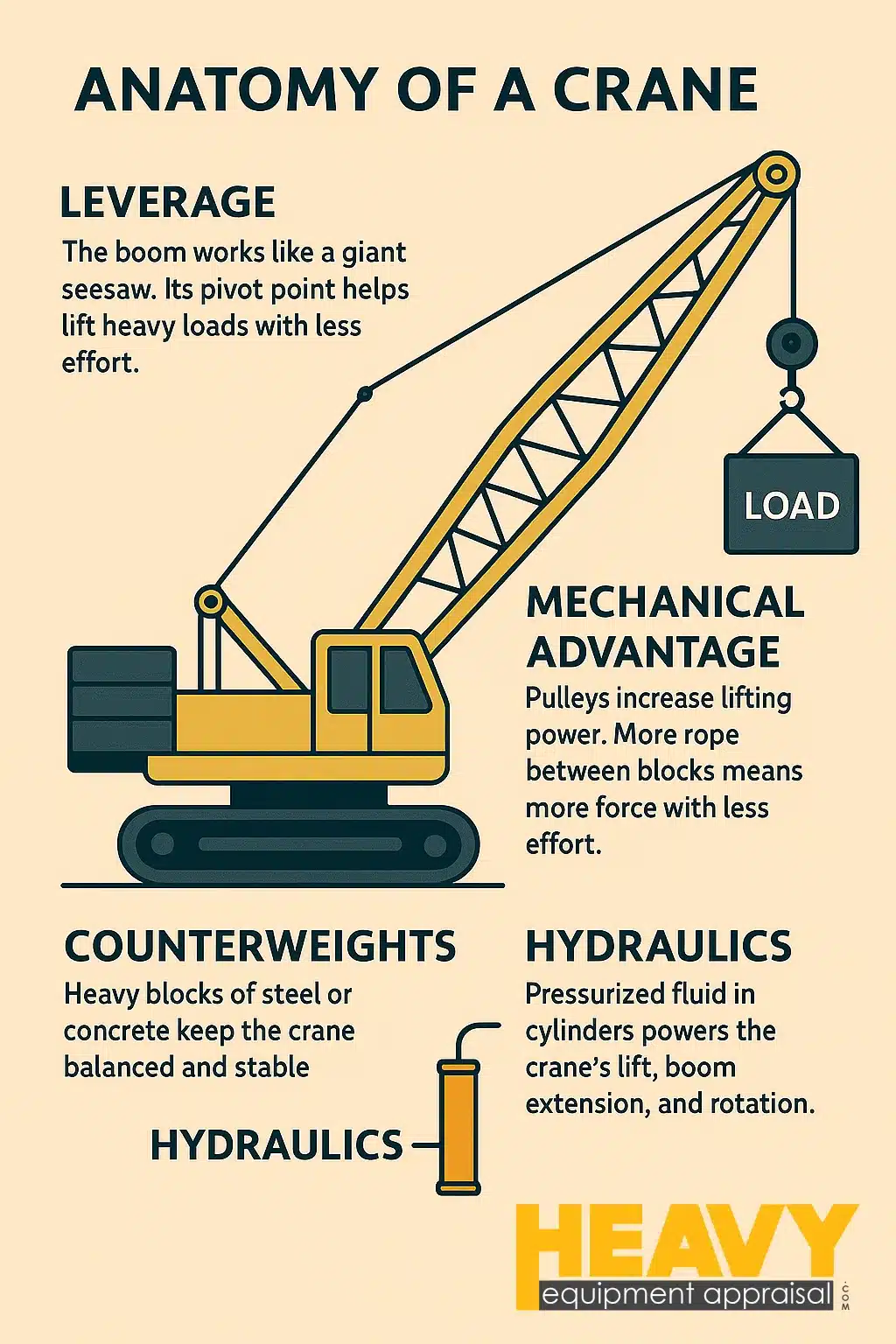 crane types infographic by heavy equipment appraisal